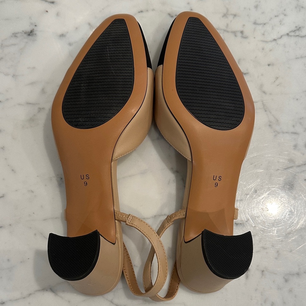 Nude and Black Slingback Heels - Picture 3 of 4